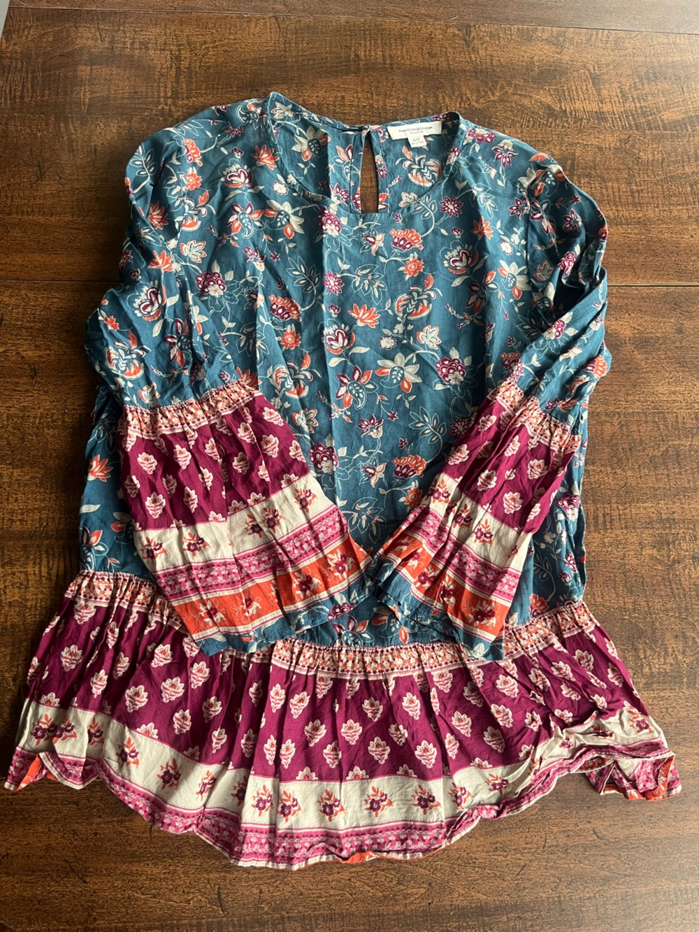 Beachlunchlounge Women’s Floral Blouse SP 3/4 Sleeve Bohemian Eclectic India
